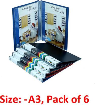 SVS PP A3 Size Presentation Display Book File Folder with Plastic Clear Sleeves- Pack 6
