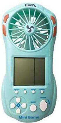 Hiki Ziki Fan With Game | Screen Brick & Console Building Block Game Handheld Gaming Console