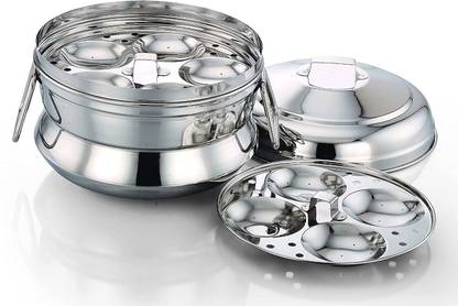 BMS Lifestyle Stainless Steel Idly Panai/Steamer/Maker with 2 Idly Plates Steams 9 Idlies Induction & Standard Idli Maker