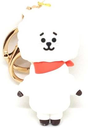 gtrp Cute RJ BTS | BT21 Kpop Character | Doll Fancy Heavy Silicone Keychain White Key Chain