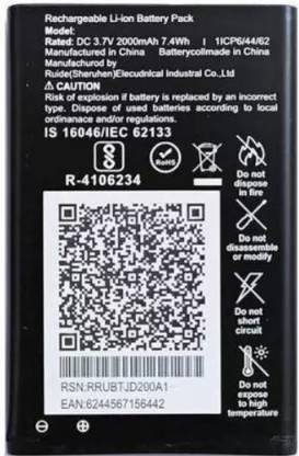 Ekon Mobile Battery For  Jio Lyf Keypad Phone 2 F120B F90 F90B F220 LF-2403N F101K F61F F81E F30C F90M - 2000mAh