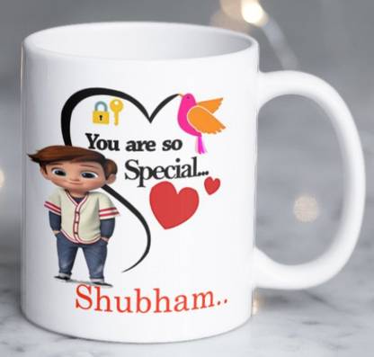 Rosemelt Special Shubham Name Design Beautiful coffee mug for Gift. Ceramic Coffee Mug