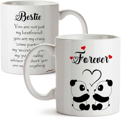 FirseBUY Cute Forever Bestie - Funny Best Friend Gift - Friendship Quotes Printed Ceramic Coffee Mug