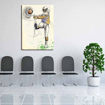 Artzfolio American Footbal Player Canvas Painting | MDF Wood Frame Digital Reprint 16.9 inch x 12 inch Painting