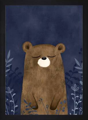 Chaque Decor Brown Teddy Bear Standing Kids Textured Paper Framed Art Print For Kids Room Digital Reprint 33 inch x 48 inch Painting