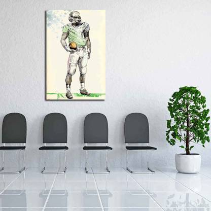 Artzfolio American Footbal Player Canvas Painting | MDF Wood Frame Digital Reprint 18.2 inch x 12 inch Painting