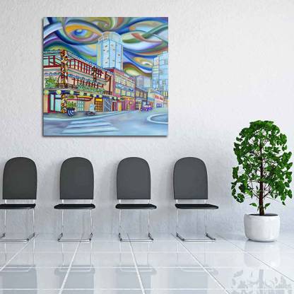 Artzfolio Seattle Downtown Modern City Canvas Painting | MDF Wood Frame Digital Reprint 12 inch x 12.6 inch Painting