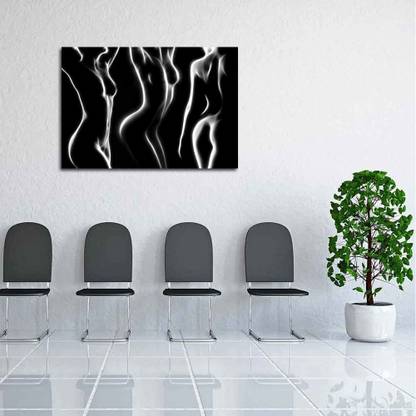 Artzfolio Nude Women Painted By Soft Glowing Lines Canvas Painting | MDF Wood Frame Digital Reprint 14 inch x 20.4 inch Painting