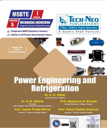 Power Engineering And Refrigeration For MSBTE I Scheme ( Semester 5 - Mechanical Engineering -22562 ) Academic Year 2019-2020