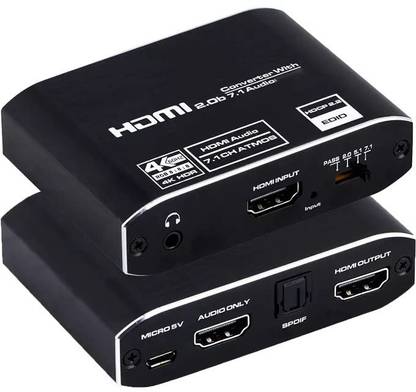 microware HDMI Audio Extractor, HDMI 2.0b Converter with 7.1CH ATMOS support Media Streaming Device