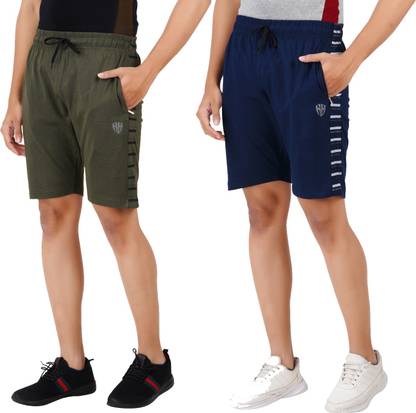 Printed Men Dark Blue, Green Regular Shorts