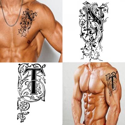 Ordershock NT Name Letter Tattoo Waterproof Boys and Girls Temporary Body Tattoo Pack of 2.