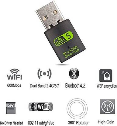 Orlov 2 in 1 USB Bluetooth WiFi Adapter,600Mbps 300 Mbps Data Card ,Calls not Supported