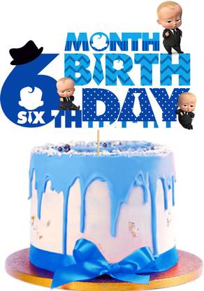 ZYOZI Boss Baby 6th Month Birthday Cake Topper,Boss Baby Cake Decoration for Boy Cake Topper