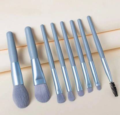 JBTraders Mini Makeup Brush Set of 8 Pcs|Portable , Travel Friendly, Easy to Carry