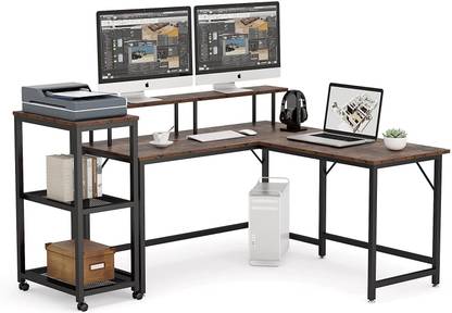 TEKAVO L Shape computerdesk for home office with Storage Monitor Riser (145 x 55 x 95 ) Engineered Wood Computer Desk