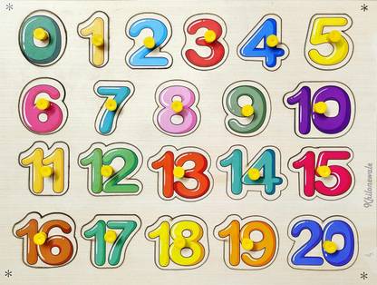 Khilonewale Wooden 0 to 20 Number Puzzle, Educational & Learning Toy for Kids
