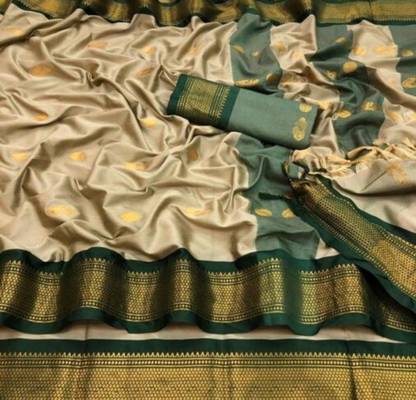 LeeliPeeri Designer Animal Print Paithani Silk Blend Saree with Unstitched Blouse