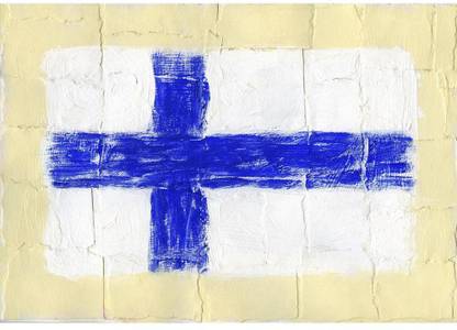 Flag Of Finland Canvas Painting | MDF Wood Frame Canvas 16 inch x 22.9 inch Painting