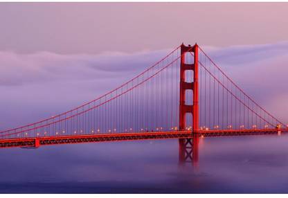 Pitaara Box Golden Gate Bridge With Fog Framed Wall Art Painting Print Canvas 12 inch x 18 inch Painting