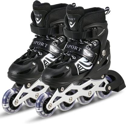 VICHITRA SALES Sparkle Adjustable Inline Skates with Front Light up Wheels In-line Skates - Size 7 UK
