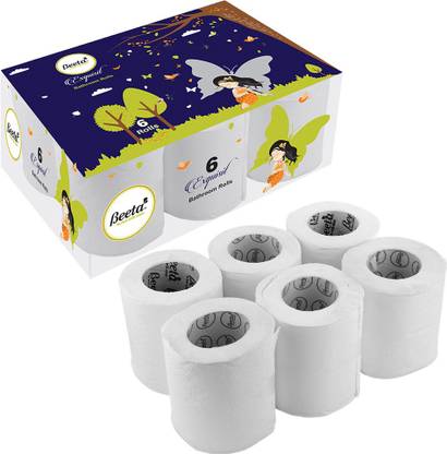 BEETA Ultra-Soft Toilet Tissue Paper Roll 3-ply Bath6 IN 1(3 Ply,300 Pulls) Toilet Paper Roll