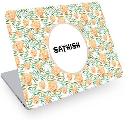 Posterchacha Sathish Name Floral Design Laptop Skin Vinyl Laptop Decal 14