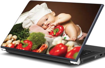 Artifa Cute Baby chef with vegetables Vinyl Reusable Laptop Skin Compatible for 15.6 inch