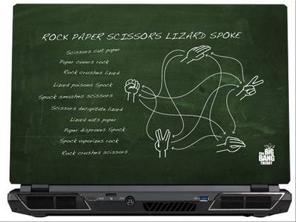 SkinShack Big Bang Theory Rock Paper Scissors Lizard Spock (13.3 inch) Vinyl Reusable Laptop Skin Compatible for 13.3 inch