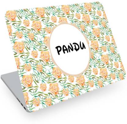 Posterchacha Pandu Name Floral Design Laptop Skin Vinyl Reusable Laptop Skin Compatible for 14 inch