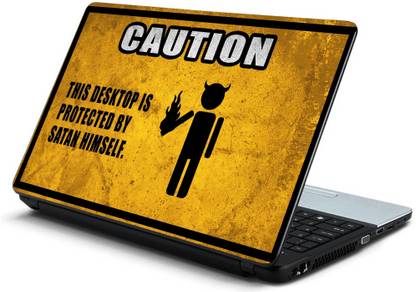 Geek Caution Logo Satan Logo Desktop Computer HQ Laminated Vinyl Laptop Skin Compatible for 15.6 inch