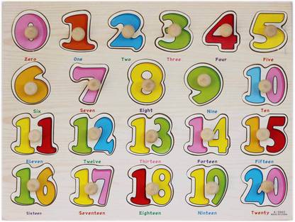 Tootpado 0-20 Wooden Number Puzzle Peg Board for kids(18M+) Educational Math