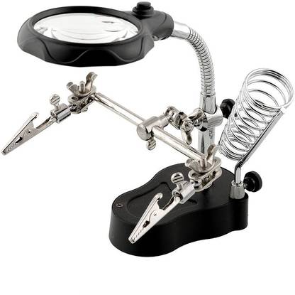 Robu TE-801 Multi-function LED Magnifier PCB Soldering iron Stand Holder Table Magnifying glass 35X 12X w/ 2-LED Light