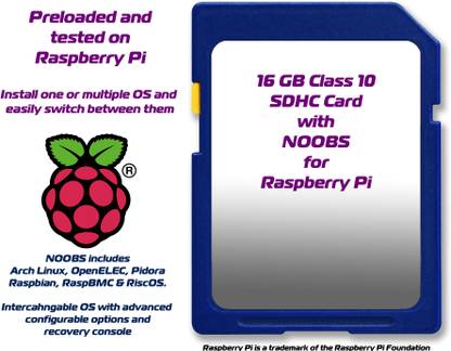 Robokits 16gb Class 10 Sdhc Card With Noobs(Multi Os) For Raspberry Pi