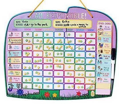 Yoyoboko Premium Magnetic Reward Responsibility And Good Behavior Star Chore Chart Option Of 2 To 4 Children