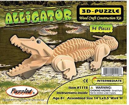 All 4 Less Shop 3-D Wooden Puzzle - Crocodile -Affordable Gift for your Little One! Item #DCHI-WPZ-M013