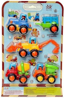 CATERPILLAR Unbreakable Construction Automobiles Friction Toy Set, Multi Color (Pack of 4)