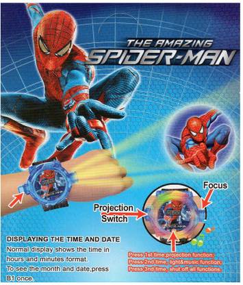 Switch Control Spider Man Projector, Light & Music Watch