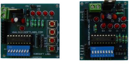 Robosoft Labs RF Encoder Decoder board with HT12E , HT12D IC and Address line selector switch