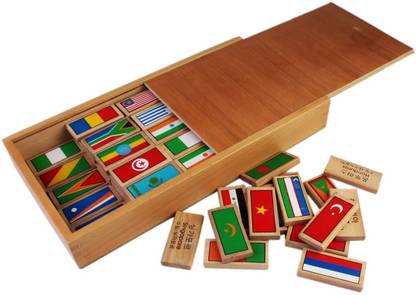 Pigloo 100 Pieces Wooden Multicolor Flag Domino Set