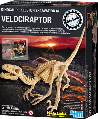 4M Kidz Labs-Dinosaur Skeleton Excavation Kit Velociraptor