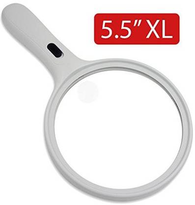 Fancii Extra Large Led Handheld 2X Magnifier With 3.5X Zoom 5.5 Inch Oversized Illuminated Distortion Free Magnifying Glass With Light For Reading Exploring Inspection Maps Hobbies And Crafts