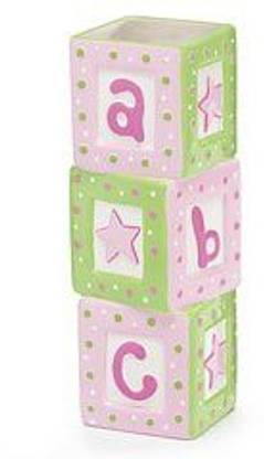 Burton & Burton Stacked Abc And Ceramic Block Vase For Baby Girl Nursery