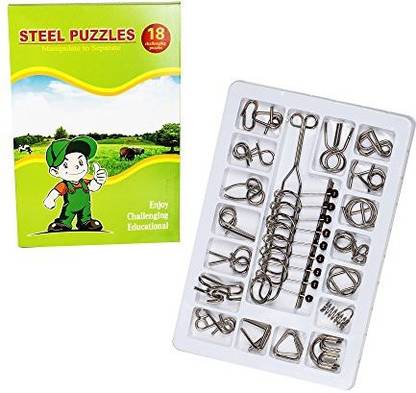 Cup Talk Iq Test Toys Mind Game Brain Teaser Metal Wire Puzzles, Set Of 18