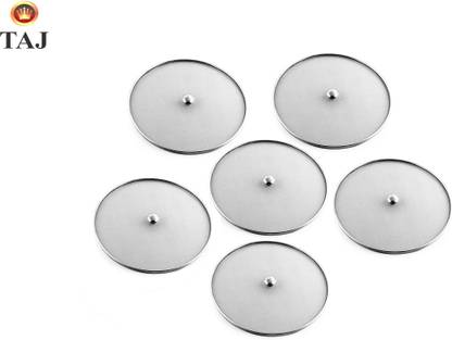 TAJ S.S Glass/Mug/Cup Cover/Lid Set Of 6 (Can Be Used As Strainers) 4 inch Lid Set, Pack of 6