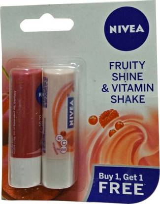 NIVEA Fruity Shine Vitamin Shake Lip Balm Pack B1G1 Cherry