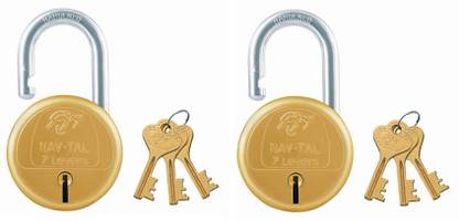 Godrej NAVTAL BRASS LOCK 7 LEVERS (4 KEYS) PACK OF 2 Padlock