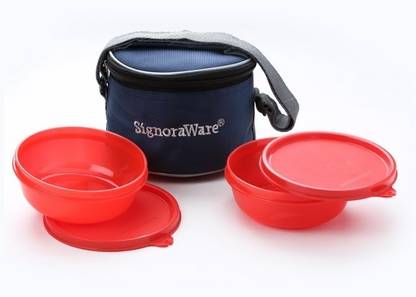 Signoraware Buddy Lunch Box (With Bag) - Red 2 Containers Lunch Box