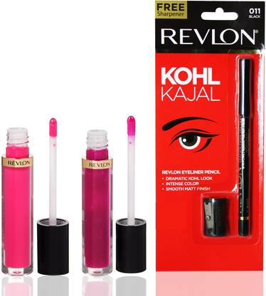 Revlon Super Lustrous Lip Gloss - Pink Pop & Berry Allure + Freebie: Kohl Kajal 1.15gm