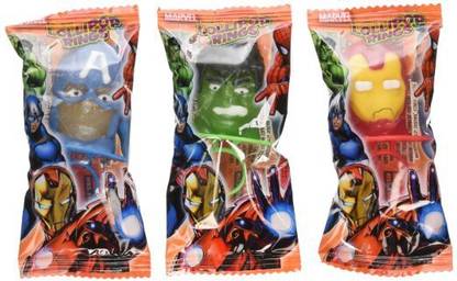 MARVEL Decorated Lollipops Rings Fruit Flavored Rings NET WT Party Mask